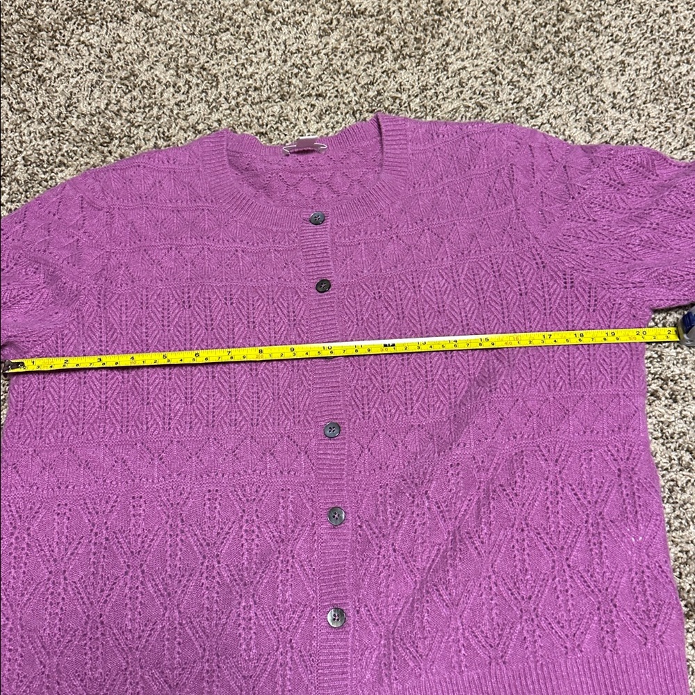Garnet Hill Cashmere Purple Knit Cardigan sz medium - Picture 8 of 8